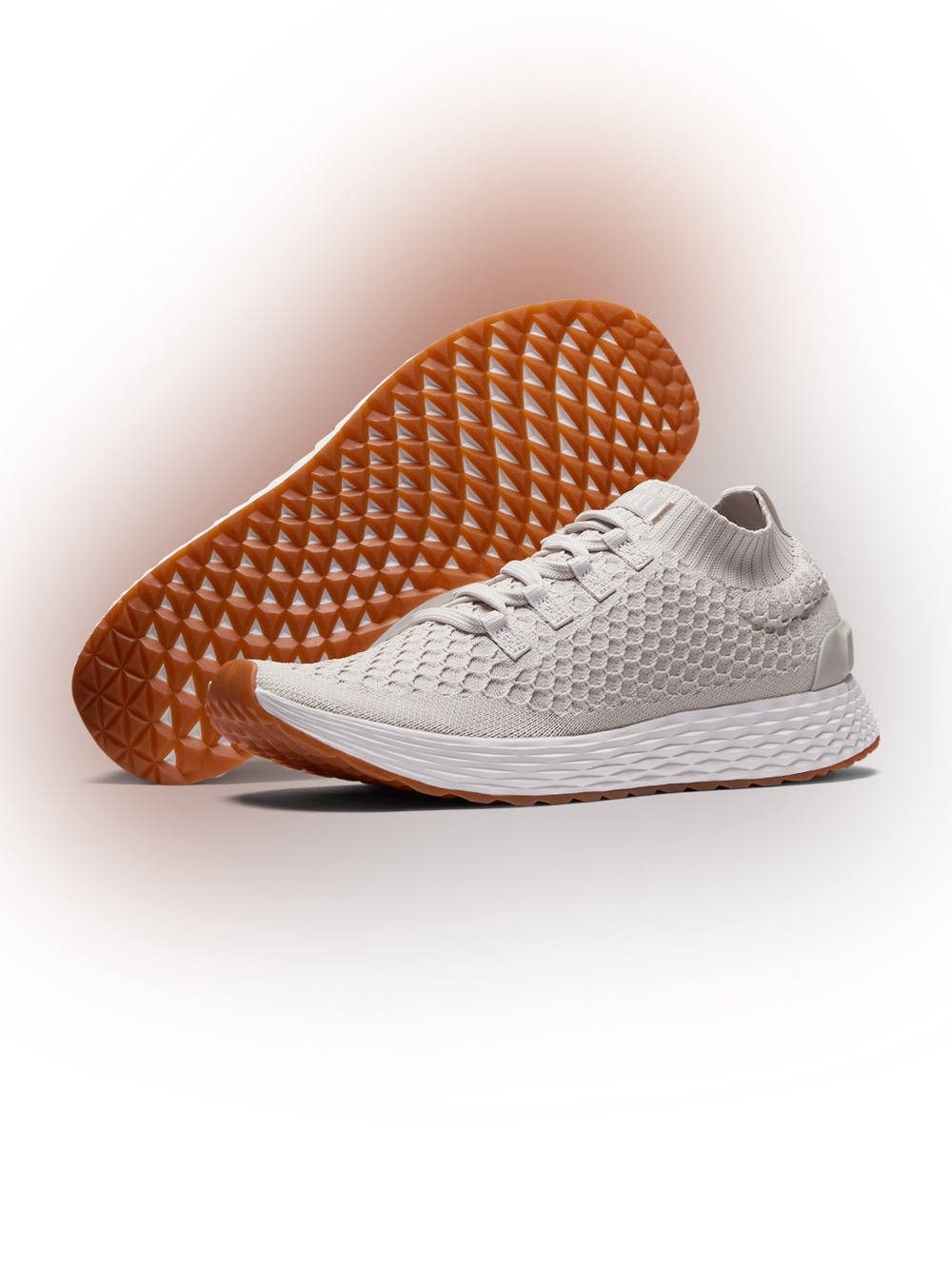 NOBULL Hemp Knit Runner with Gum Sole - Light Beige and Brown